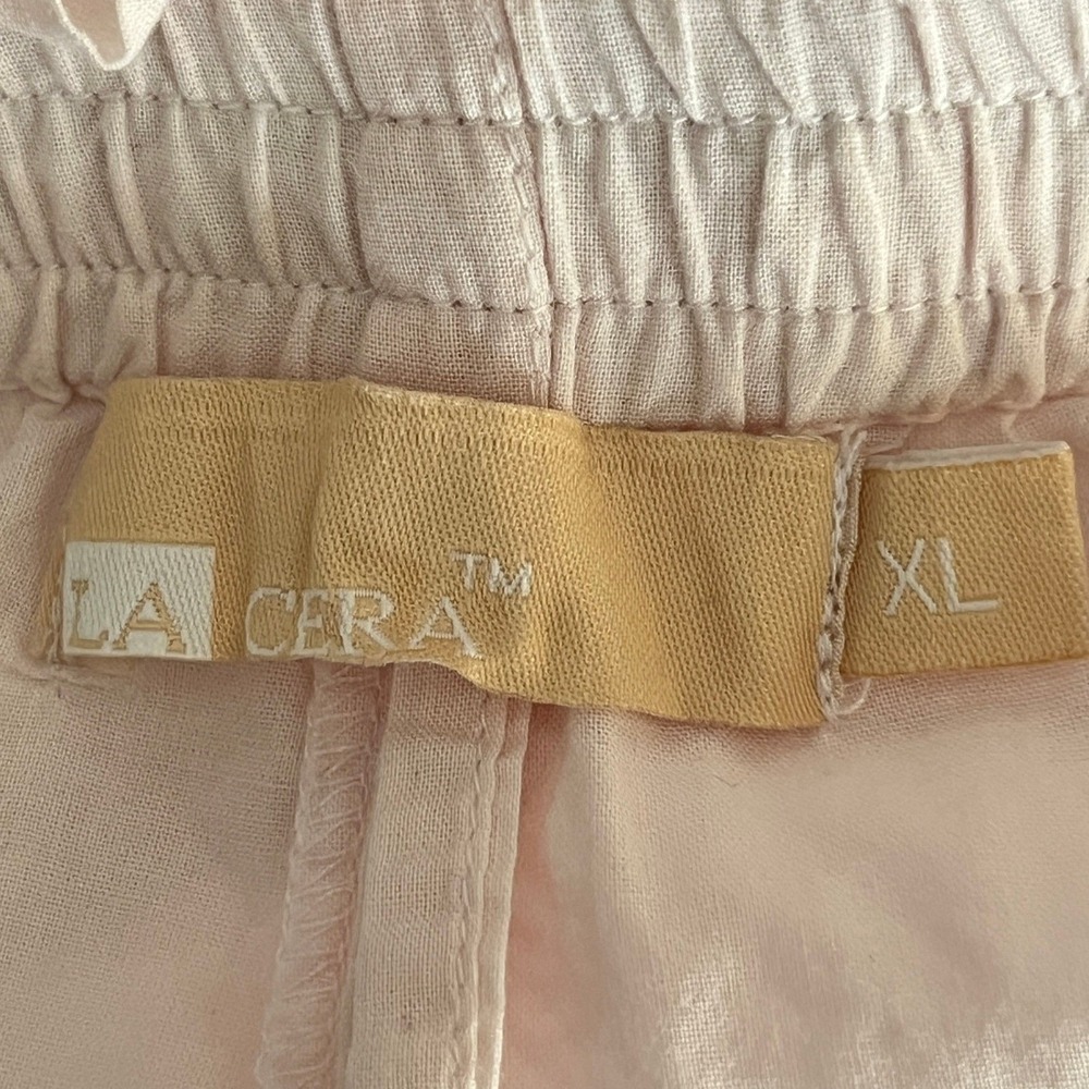 La Cera Pink Cotton Pajama Set XL Embroidered Ruffle Bloomers Cottagecore Boho - Picture 7 of 16